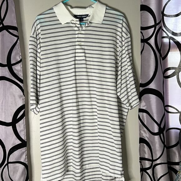Ralph Lauren, golf polo, black and white striped, short sleeve size large - Picture 4 of 8